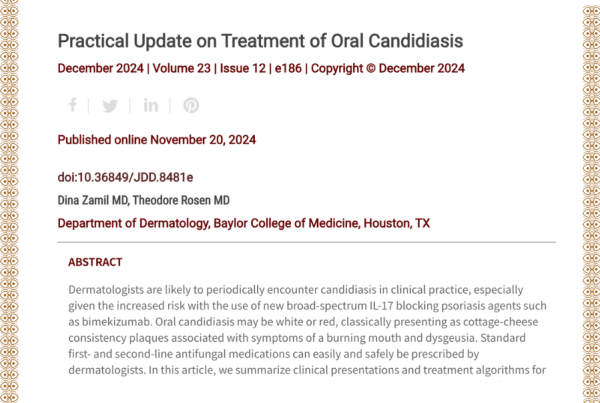 Journal of Drugs in Dermatology JDD Article About Practical Update on Treatment of Oral Candidiasis