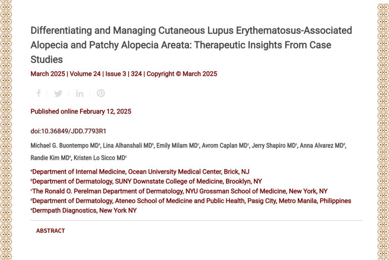 Journal of Drugs in Dermatology JDD Article About Differentiating and Managing Cutaneous Lupus Erythematosus-Associated Alopecia and Patchy Alopecia Areata: Therapeutic Insights From Case Studies