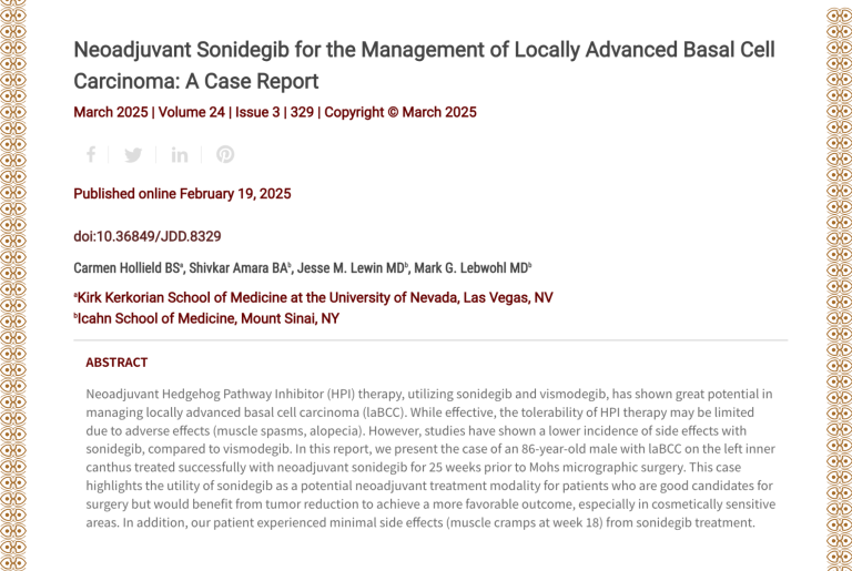 Journal of Drugs in Dermatology JDD Article About Neoadjuvant Sonidegib for the Management of Locally Advanced Basal Cell Carcinoma: A Case Report