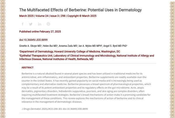 Journal of Drugs in Dermatology JDD Article About The Multifaceted Effects of Berberine: Potential Uses in Dermatology