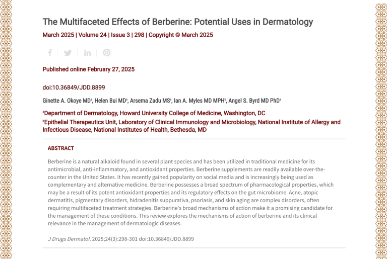 Journal of Drugs in Dermatology JDD Article About The Multifaceted Effects of Berberine: Potential Uses in Dermatology