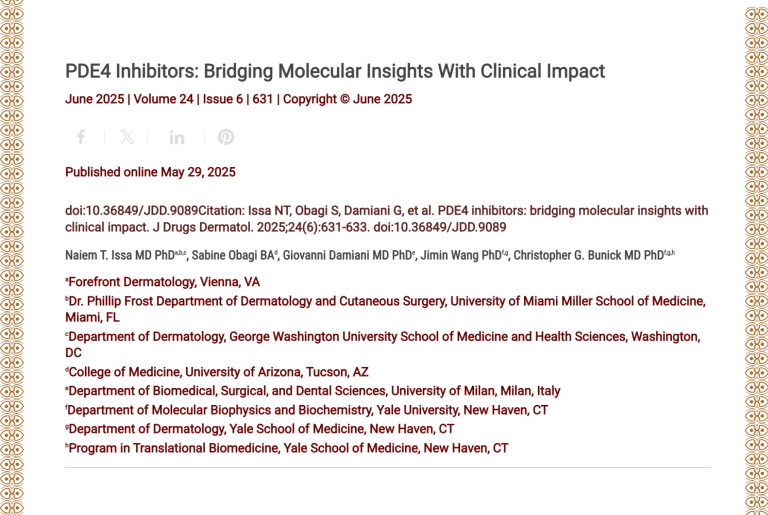 Journal of Drugs in Dermatology JDD Article About PDE4 Inhibitors: Bridging Molecular Insights With Clinical Impact.