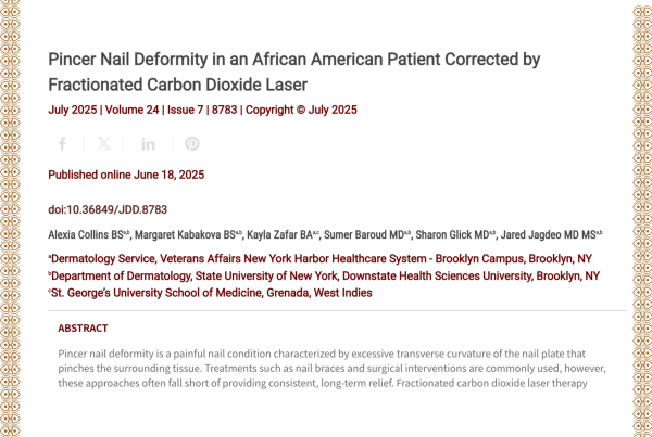 Journal of Drugs in Dermatology JDD Article About Pincer Nail Deformity in an African American Patient Corrected by Fractionated Carbon Dioxide Laser