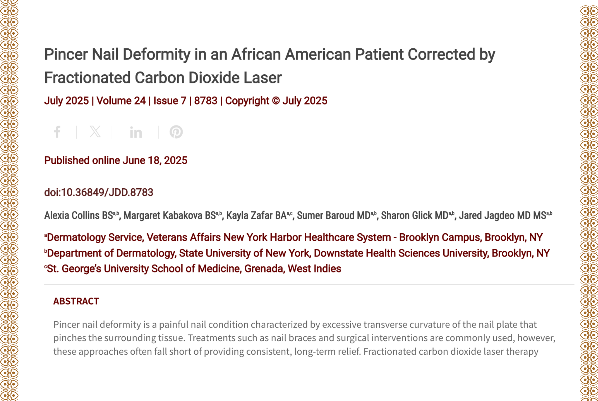 Journal of Drugs in Dermatology JDD Article About Pincer Nail Deformity in an African American Patient Corrected by Fractionated Carbon Dioxide Laser