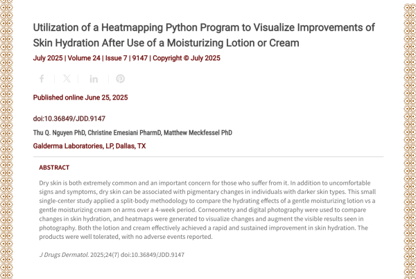Journal of Drugs in Dermatology JDD Article About Utilization of a Heatmapping Python Program to Visualize Improvements of Skin Hydration After Use of a Moisturizing Lotion or Cream