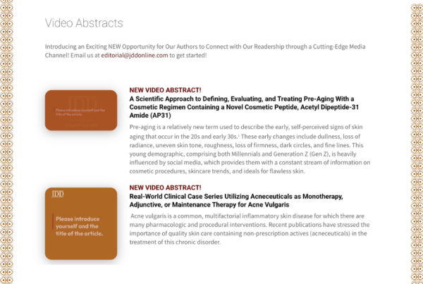 Journal of Drugs in Dermatology JDD Video Abstract Image.