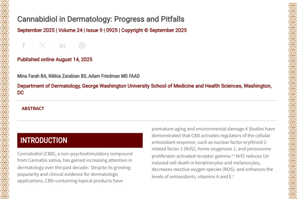 Journal of Drugs in Dermatology JDD Article About Cannabidiol in Dermatology: Progress and Pitfalls