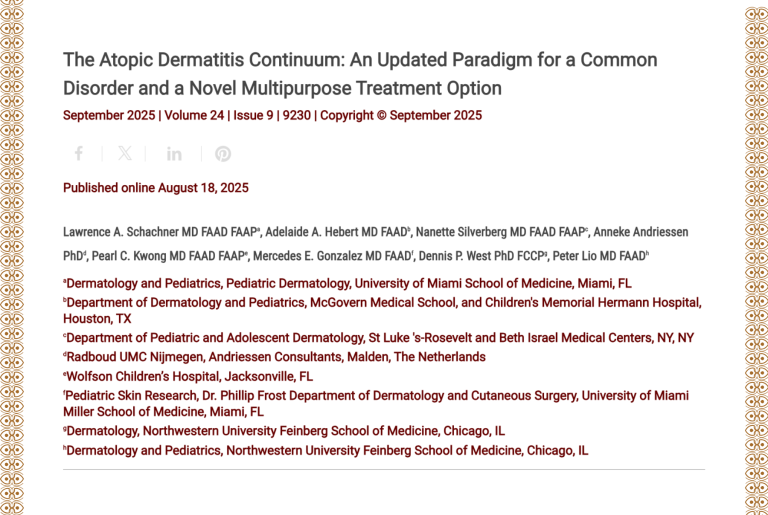 Journal of Drugs in Dermatology JDD Article About The Atopic Dermatitis Continuum: An Updated Paradigm for a Common Disorder and a Novel Multipurpose Treatment Option