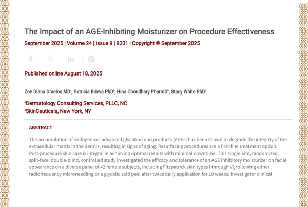 Journal of Drugs in Dermatology JDD Article About The Impact of an AGE-Inhibiting Moisturizer on Procedure Effectiveness
