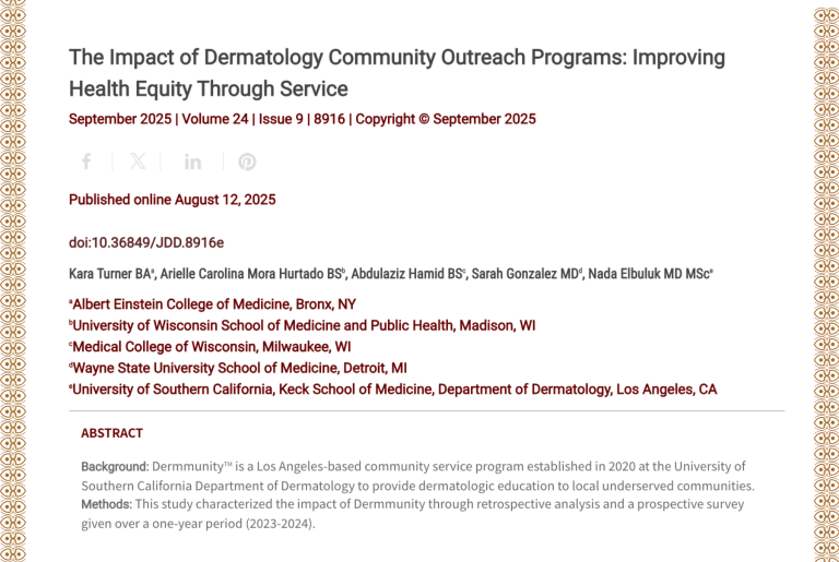 Journal of Drugs in Dermatology JDD about The Impact of Dermatology Community Outreach Programs: Improving Health Equity Through Service