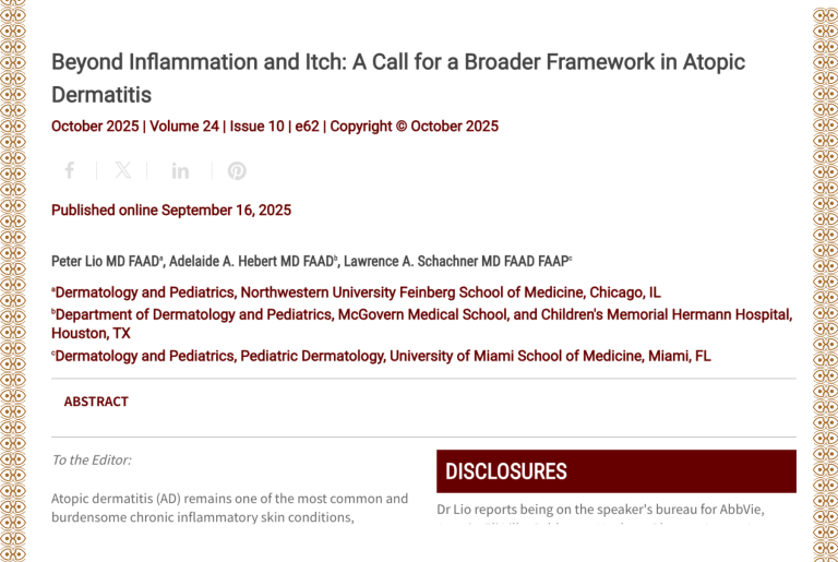 Journal of Drugs in Dermatology JDD Article About Beyond Inflammation and Itch: A Call for a Broader Framework in Atopic Dermatitis