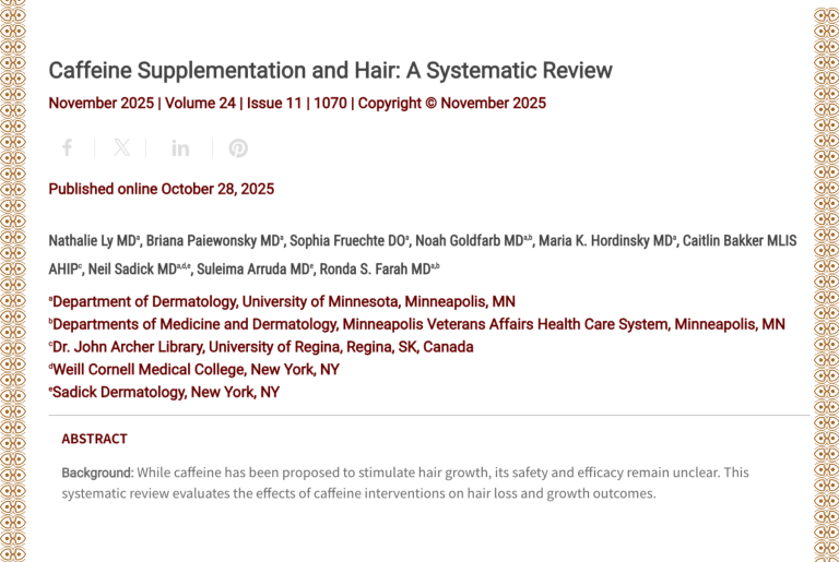 Journal of Drugs in Dermatology JDD Article about Caffeine Supplementation and Hair: A Systematic Review