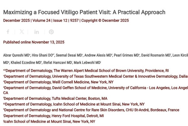 Journal of Drugs in Dermatology JDD Article about Maximizing a Focused Vitiligo Patient Visit: A Practical Approach