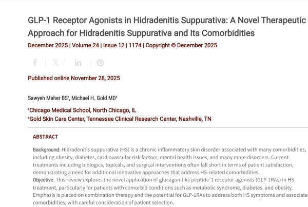 Journal of Drugs in Dermatology JDD Article about GLP-1 Receptor Agonists in Hidradenitis Suppurativa: A Novel Therapeutic Approach for Hidradenitis Suppurativa and Its Comorbidities