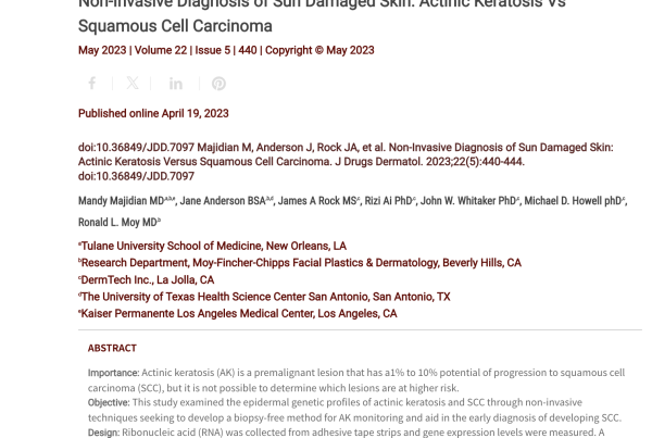 Journal of Drugs in Dermatology JDD Article about Non-Invasive Diagnosis of Sun Damaged Skin: Actinic Keratosis Vs Squamous Cell Carcinoma