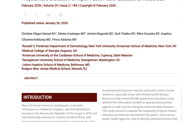 Journal of Drugs in Dermatology JDD Article about A Systematic Evaluation of Monkeypox Public Health Educational Resources
