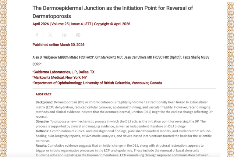 Journal of Drugs in Dermatology JDD featuring The Dermoepidermal Junction as the Initiation Point for Reversal of Dermatoporosis