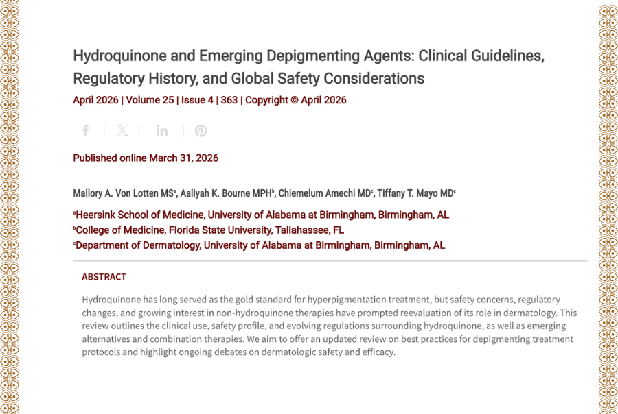 Journal of Drugs in Dermatology JDD featuring Hydroquinone and Emerging Depigmenting Agents: Clinical Guidelines, Regulatory History, and Global Safety Considerations