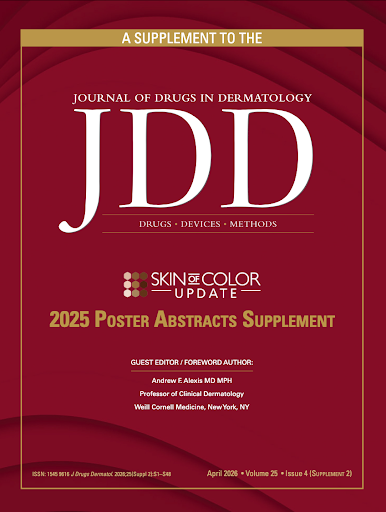 Journal of Drugs in Dermatology JDD cover featuring SOCU 2025 Poster Abstract Supplement, published in April by our team as the official SOCU media partner. Explore more than 70 abstracts covering alopecia areata, pigmentary disorders, keloids, pediatric dermatology, equity in dermatology and other topics relevant to skin of color.