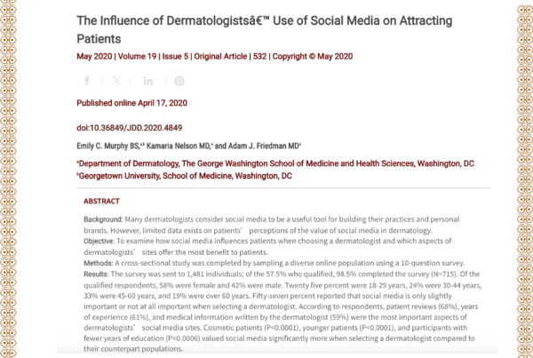 https://jddonline.com/articles/the-influence-of-dermatologists-use-of-social-media-on-attracting-patients-S1545961620P0532X/