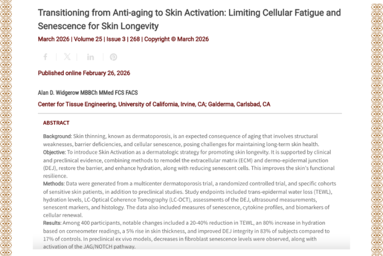 Journal of Drugs in Dermatology JDD featuring Transitioning from Anti-aging to Skin Activation: Limiting Cellular Fatigue and Senescence for Skin Longevity