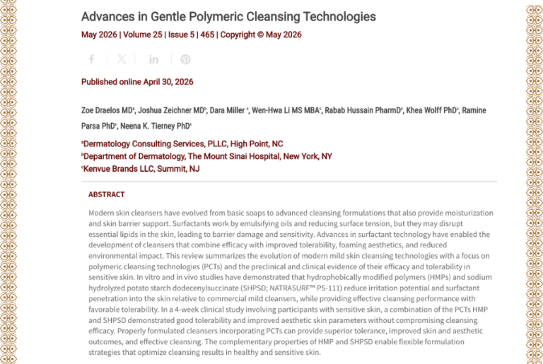 Journal of Drugs in Dermatology JDD featuringAdvances in Gentle Polymeric Cleansing Technologies