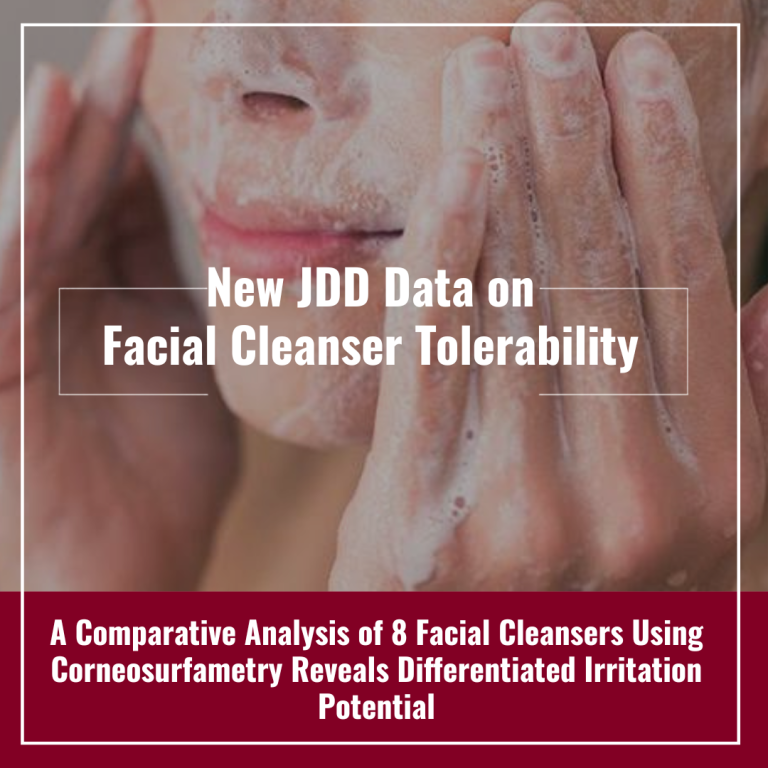 Journal of Drugs in Dermatology JDD featuring A Comparative Analysis of 8 Facial Cleansers Using Corneosurfametry Reveals Differentiated Irritation Potential