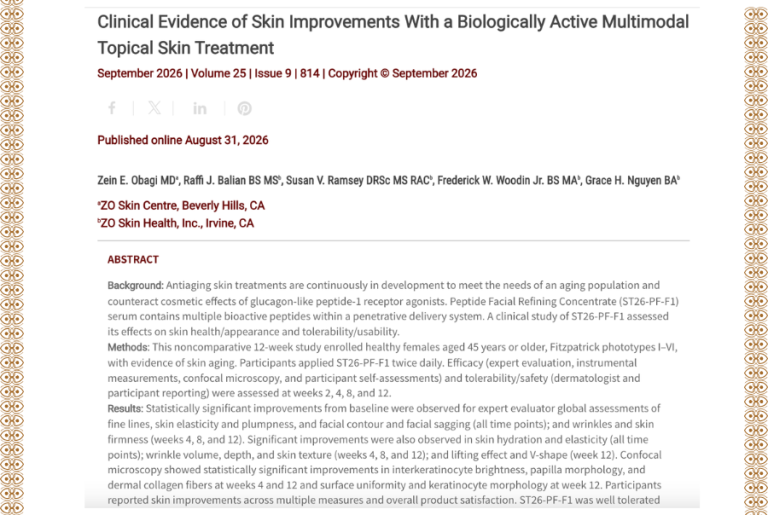 Journal of Drugs in Dermatology JDD featuring Clinical Evidence of Skin Improvements With a Biologically Active Multimodal Topical Skin Treatment