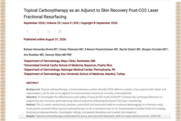 Journal of Drugs in Dermatology JDD featuring Topical Carboxytherapy as an Adjunct to Skin Recovery Post-CO2 Laser Fractional Resurfacing